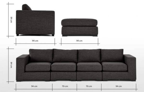Elite Five Seater Modular Sofa inches