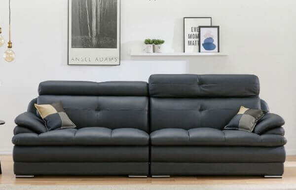 Ginato Four Seater black leather Sofa